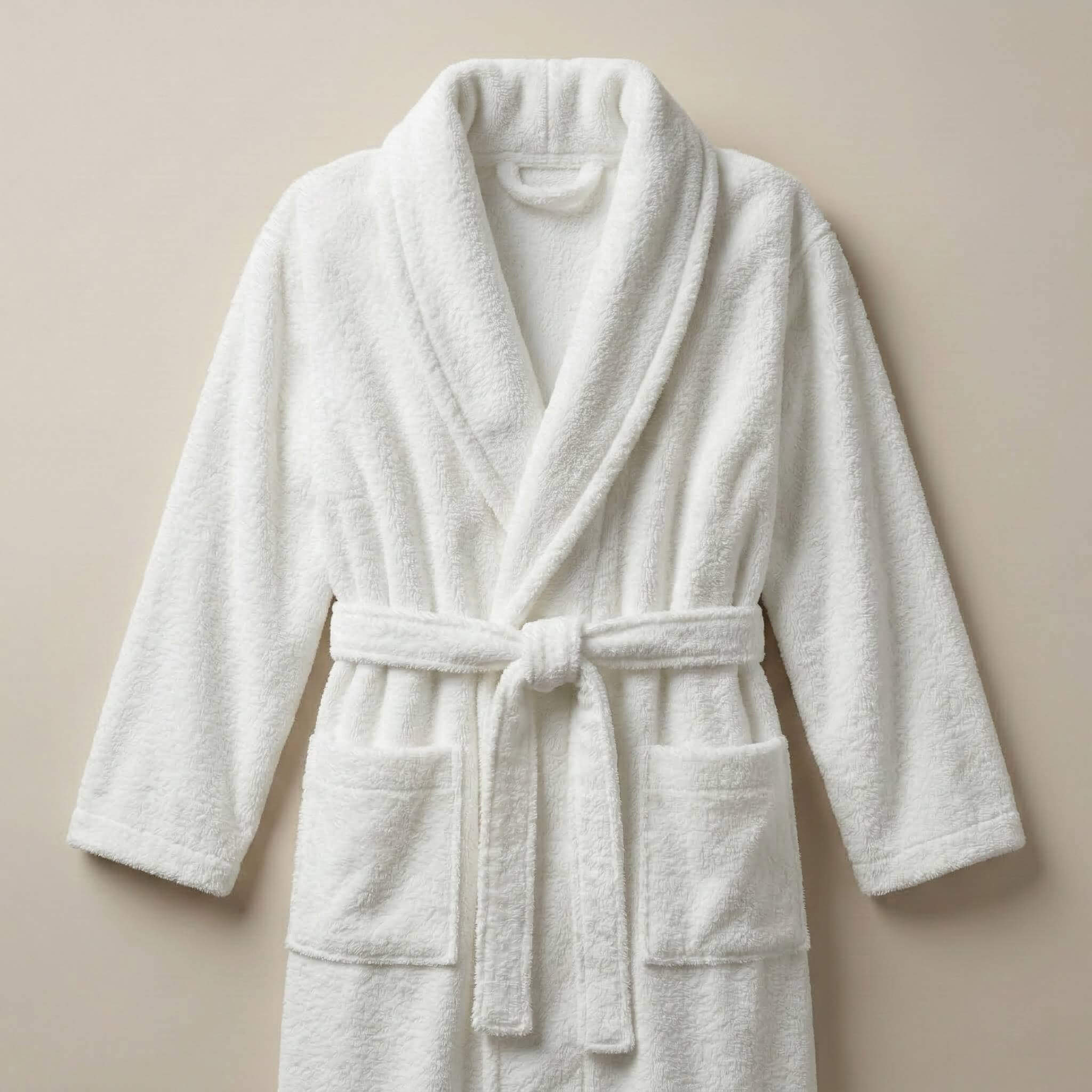 white cotton terry bathrobe for hotels