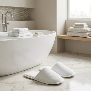 Soft white 400 GSM cotton terry slippers