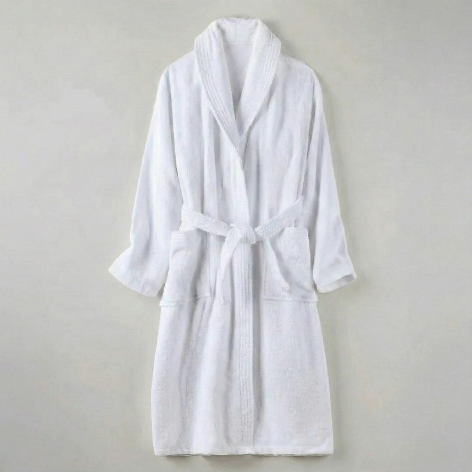 Unisex Shawl Collar Terry Bathrobe - 100% Cotton