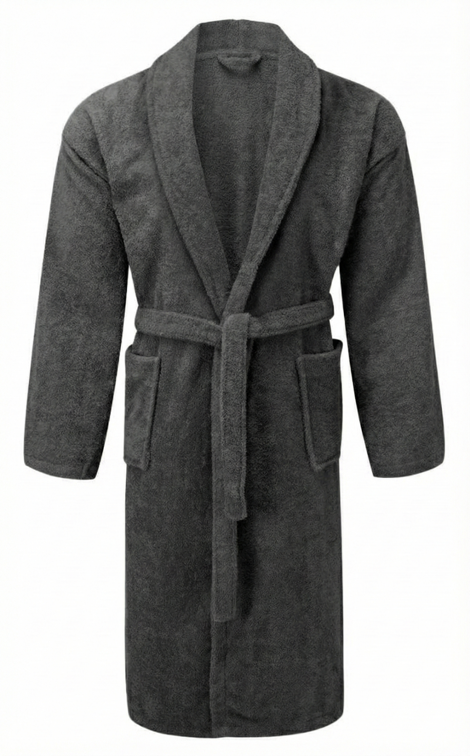 Shawl Collar Terry Bathrobe - Charcoal Grey