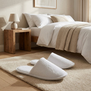 400 GSM white terry cotton slippers for comfort