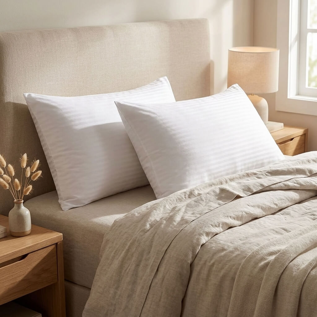 White CVC sateen pillow cover