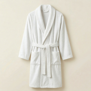 soft absorbent white terry bathrobe 400 gsm