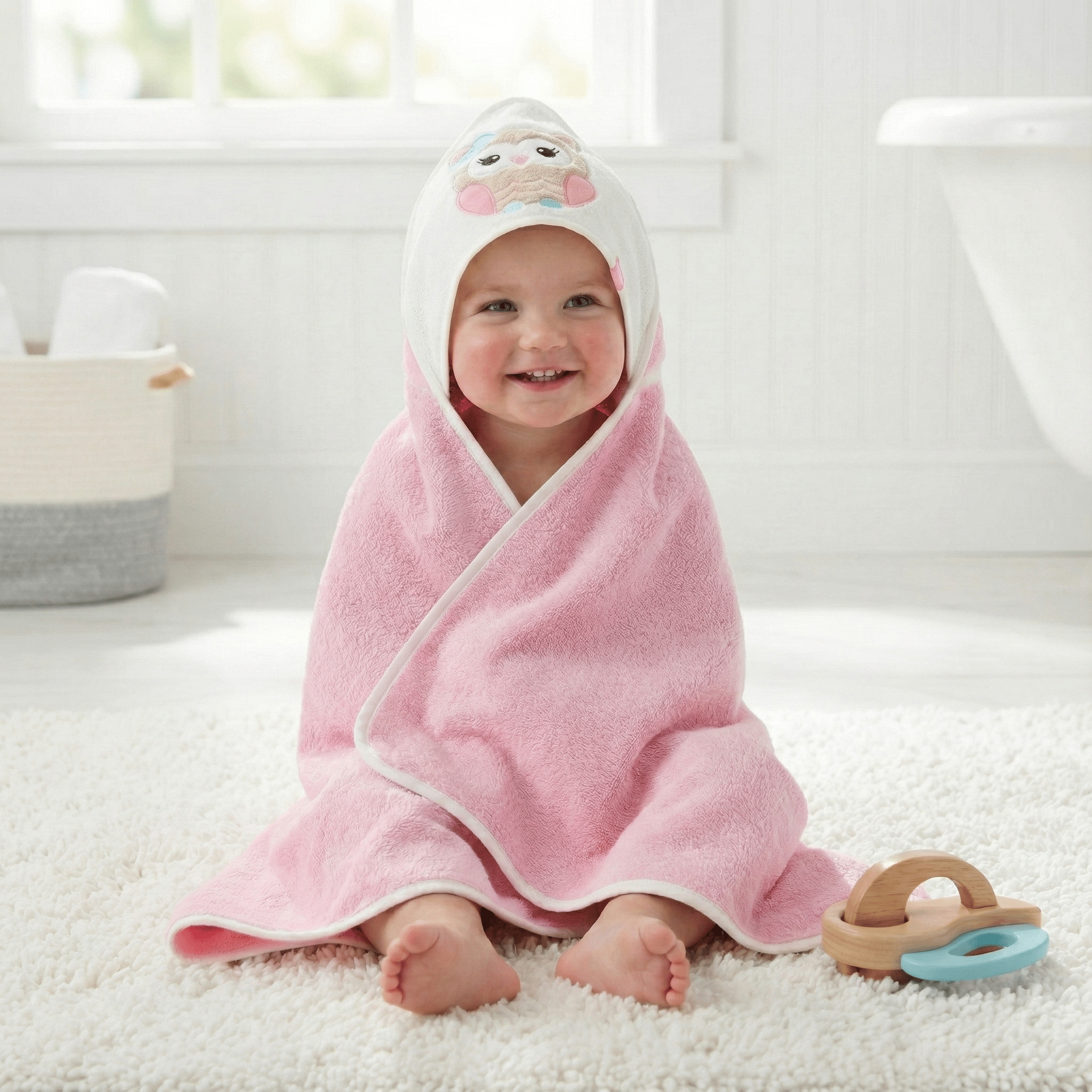 quick dry baby hooded towel for bath or pool