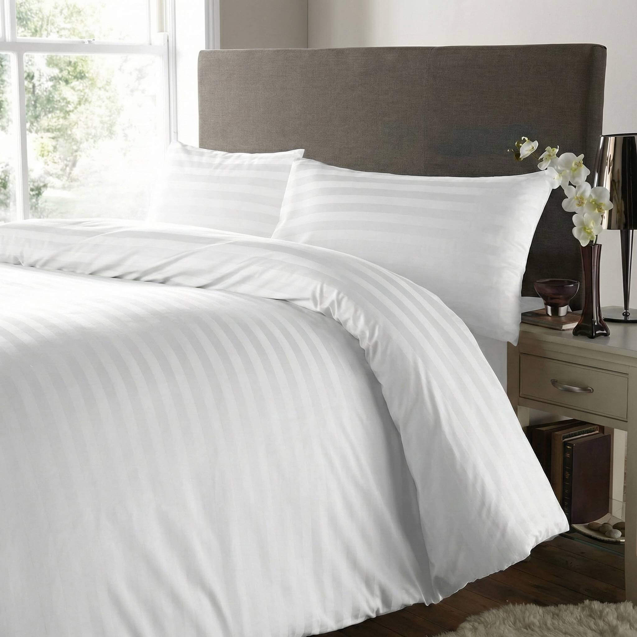 100% Cotton 2cm (20mm) Stripe Sateen Hotel Duvet Cover Set