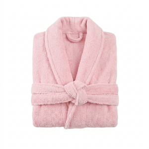 Pink robe folded on a white background