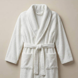 white cotton terry bathrobe for hotels