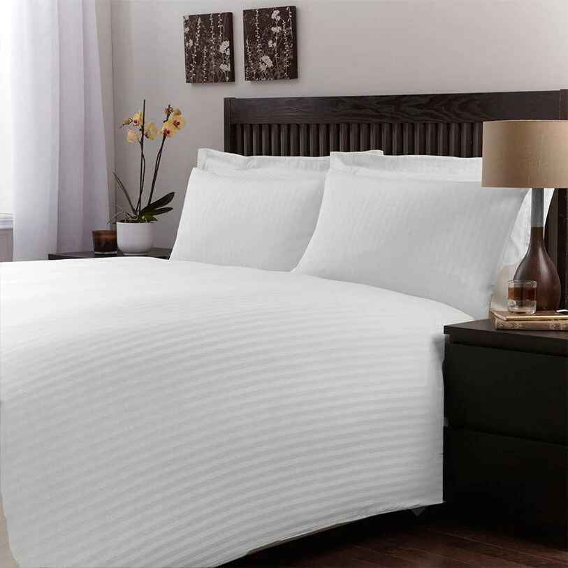 White Hotel Flat Sheet with Satin Stripe - Single