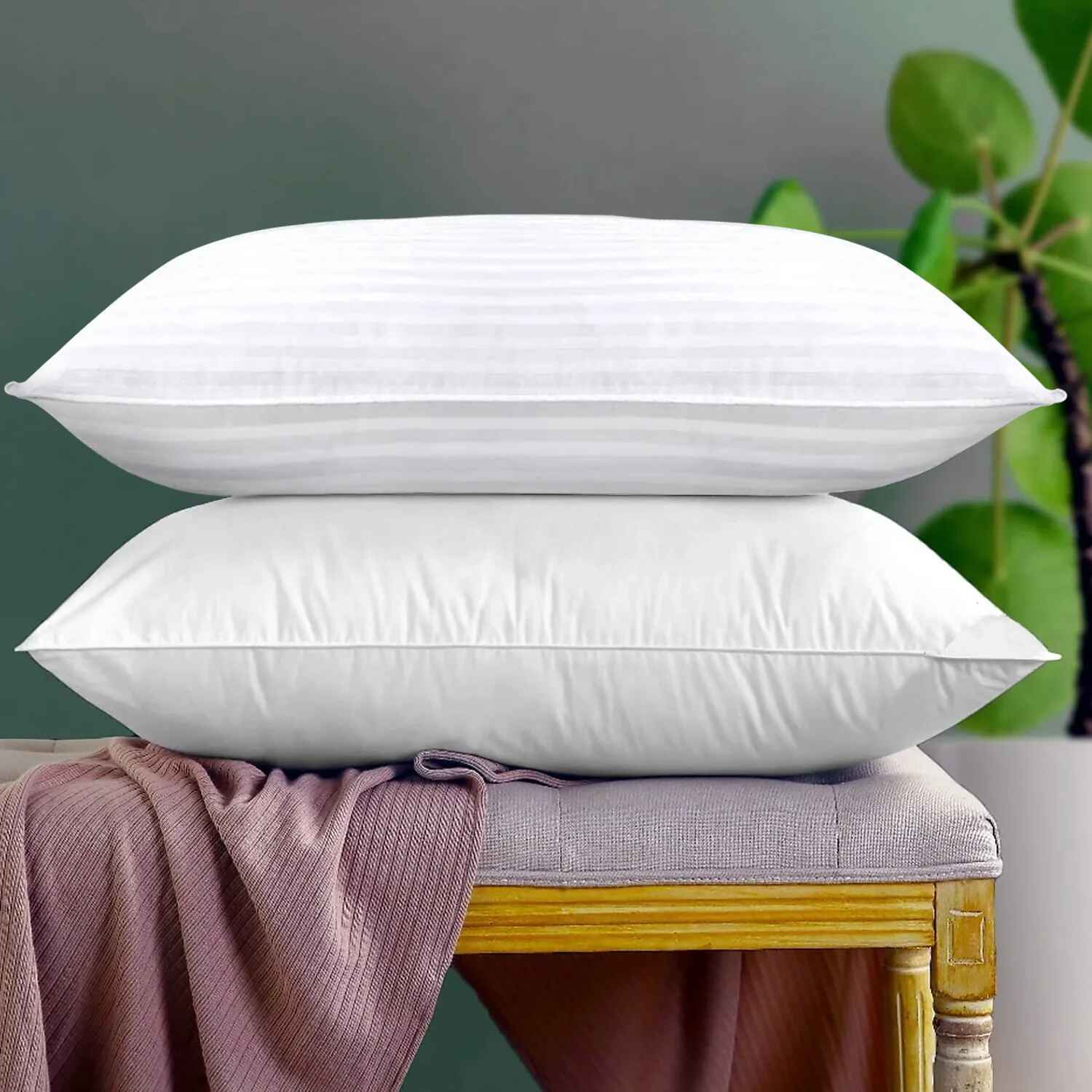 White Hotel Pillow - Seersucker Design