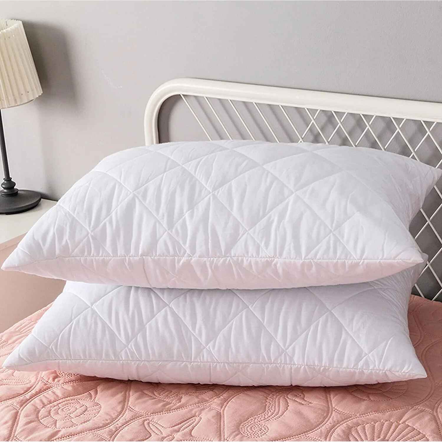 White Hotel Pillow - Seersucker Design