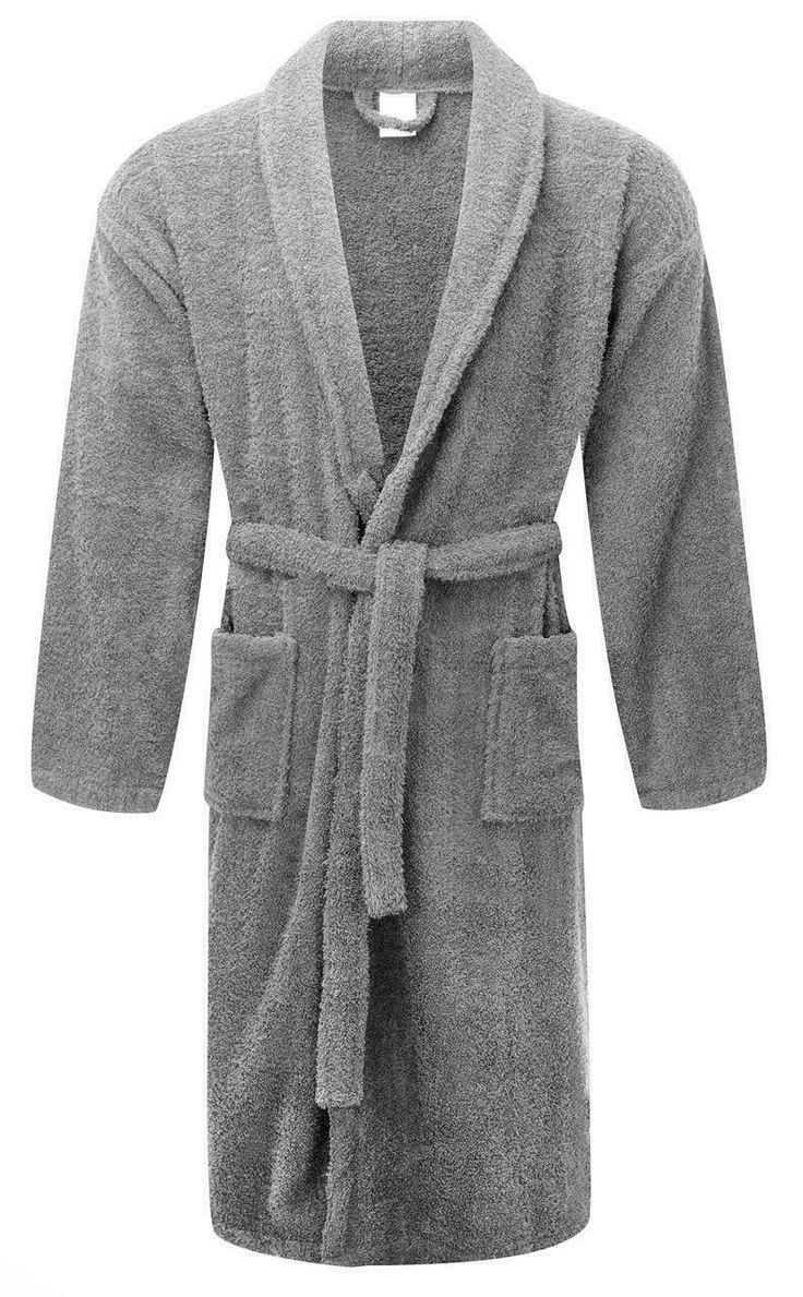 100% Cotton Luxury Shawl Collar Terry Bathrobe - Charcoal Grey