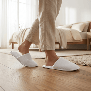 Soft and comfortable 100% cotton white terry slippers