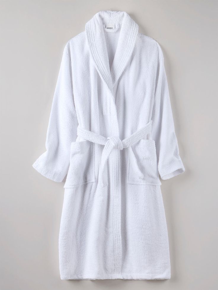 100% Cotton Luxury Shawl Collar Terry Bathrobe - White