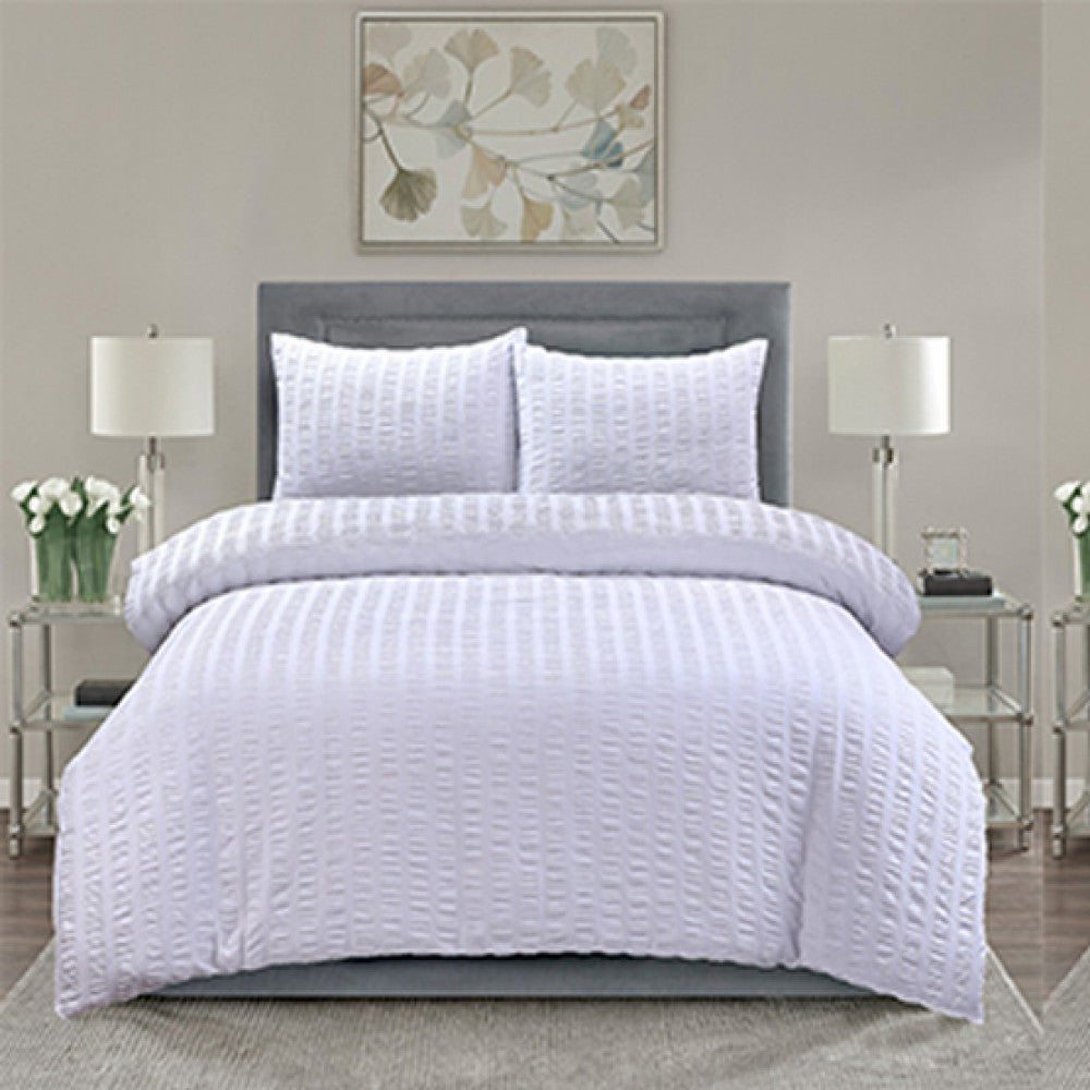 White Hotel Duvet Cover - Seer Sucker Design