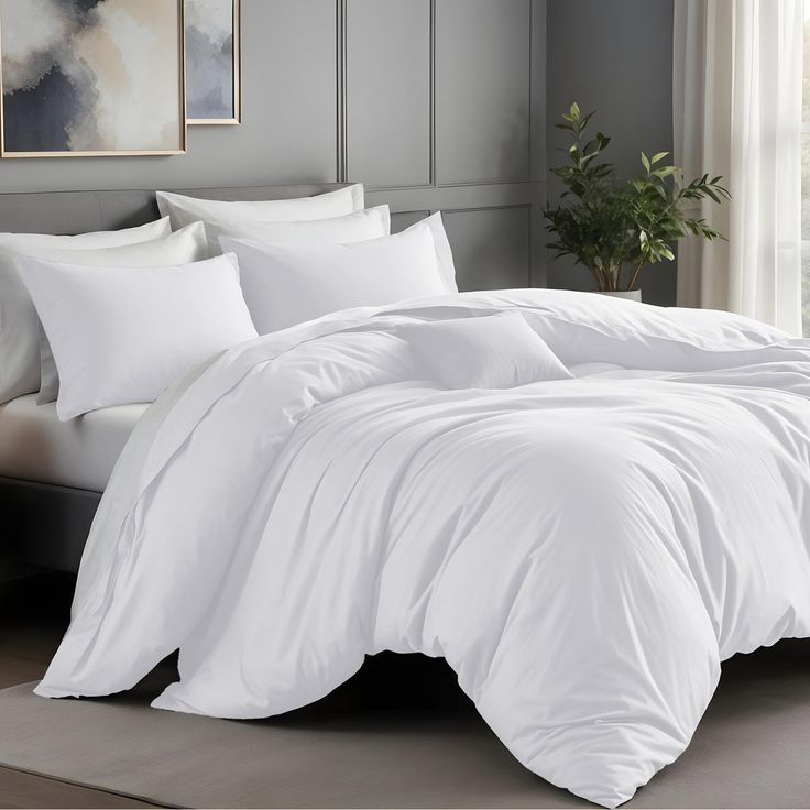 Plain Satin White Hotel Duvet Cover Set
