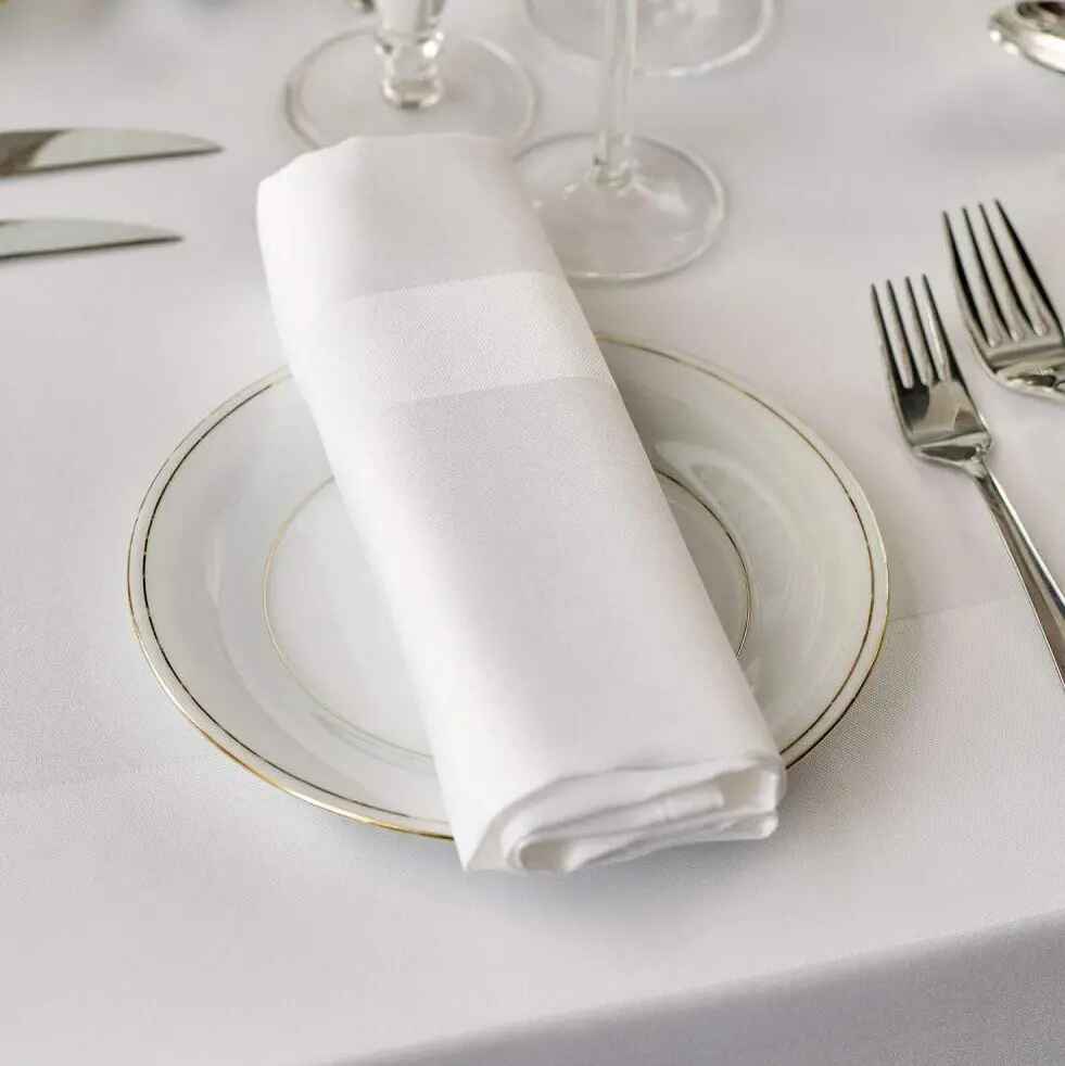 White Satin Band Napkins 50x50cm