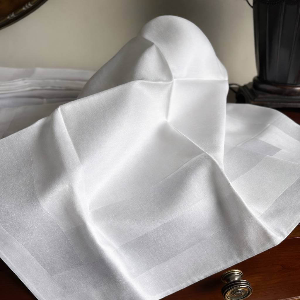 White Satin Band Napkins 50x50cm